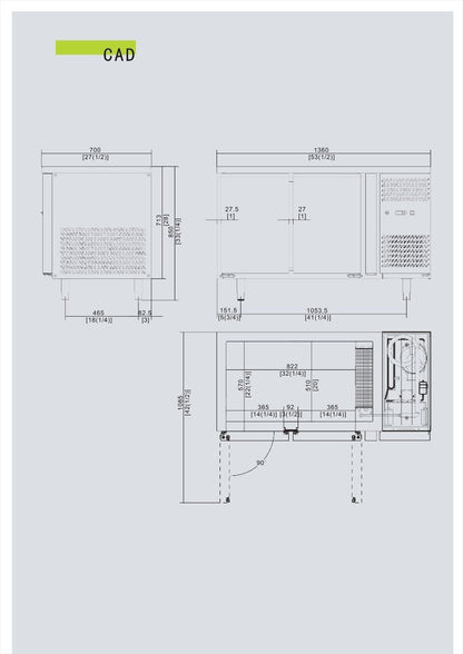 Atosa Underbench Two Door Fridge 1360mm EPF3422