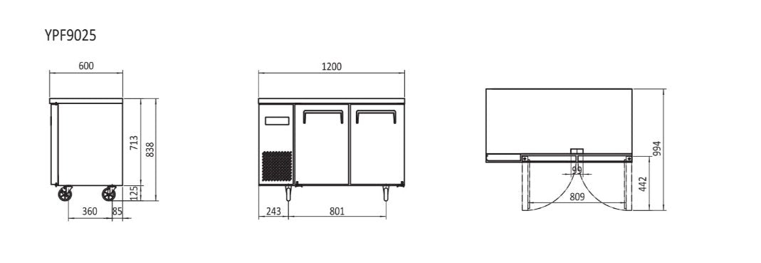 Atosa Undercounter Freezer 1200mm YPF9025