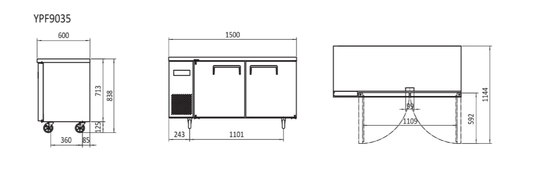 Atosa Undercounter Freezer 1500mm YPF9035