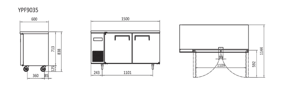 Atosa Undercounter Freezer 1500mm YPF9035