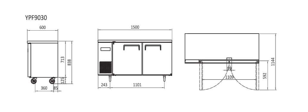 Atosa Undercounter Fridge 1500mm YPF9030