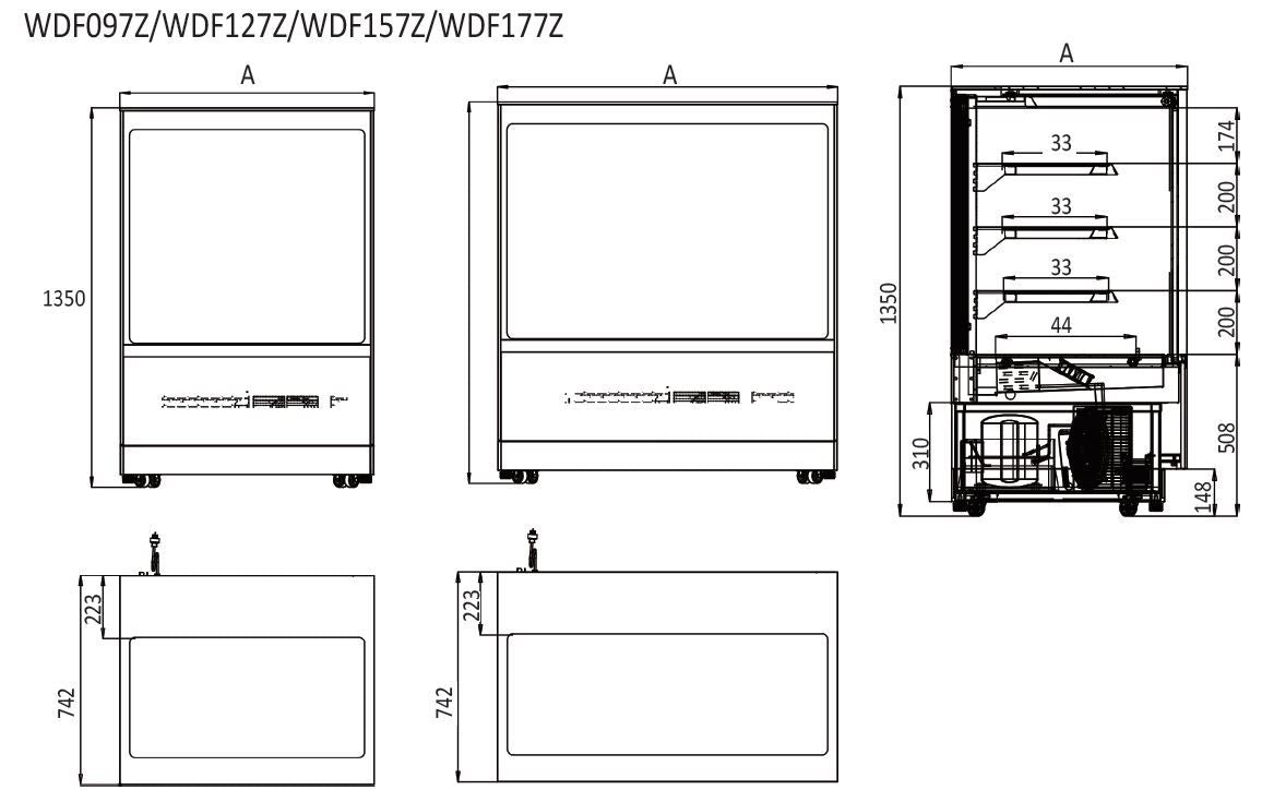 Atosa Square Cake Display Fridge 900mm WDF097Z