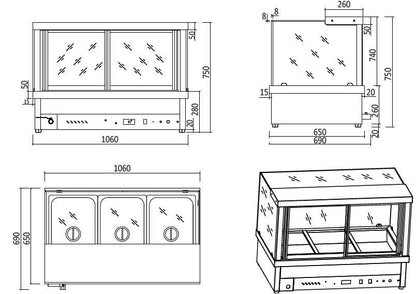 Cookrite Wet Hot Food Display Bain Marie 6 x 1/2 GN 1055mm CRB-6