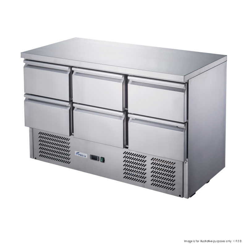 FED-X Six Drawer Compact Workbench Fridge - XGNS1300-6D