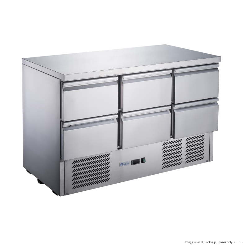 FED-X Six Drawer Compact Workbench Fridge - XGNS1300-6D