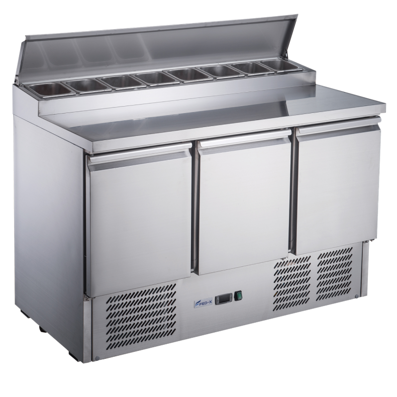 FED-X XGNS1300D Commercial Three Door Salad Prep Fridge – 368L