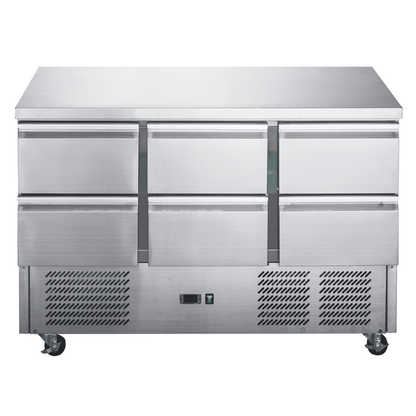 FED-X Six Drawer Salad Prep Fridge - XGNS1300D-6D