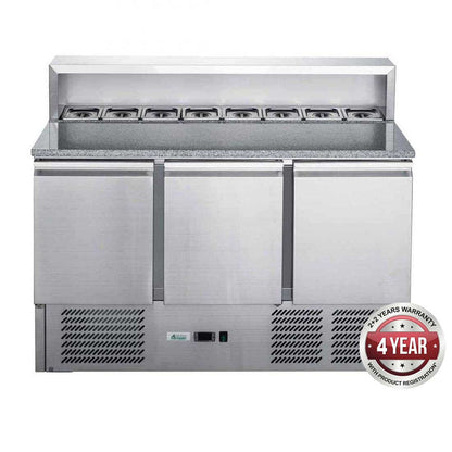 FED-X Three Door Salad Prep Fridge with Marble Top XGNS1300E