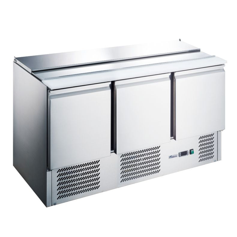FED-X XGNS1300S Stainless Steel Three Door Salad Prep Fridge – 368L