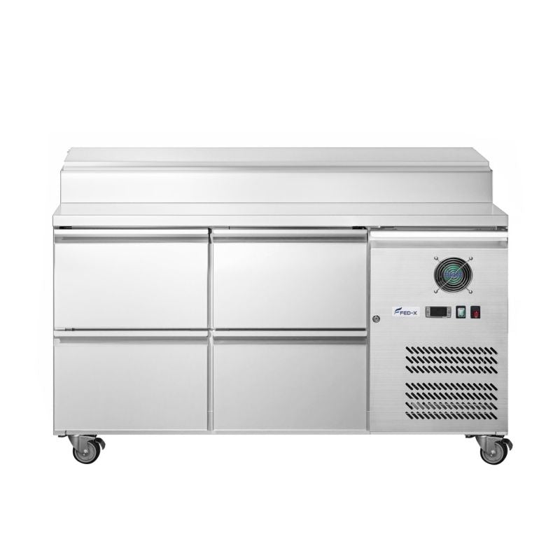 FED-X XSS7C13S2V-4D Stainless Steel Four Drawer Sandwich Counter – 282L Prep Fridge