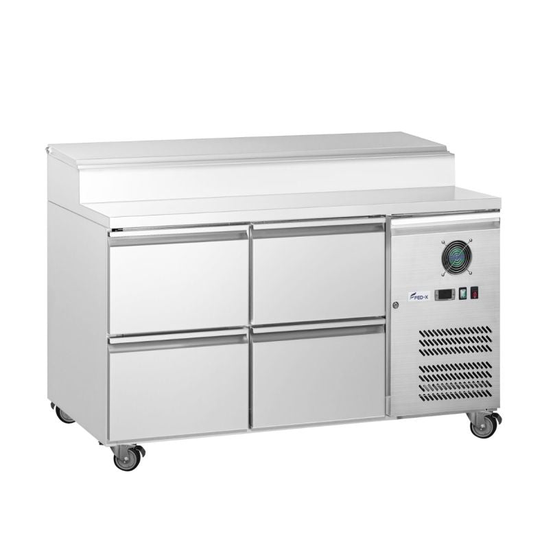 FED-X XSS7C13S2V-4D Stainless Steel Four Drawer Sandwich Counter – 282L Prep Fridge