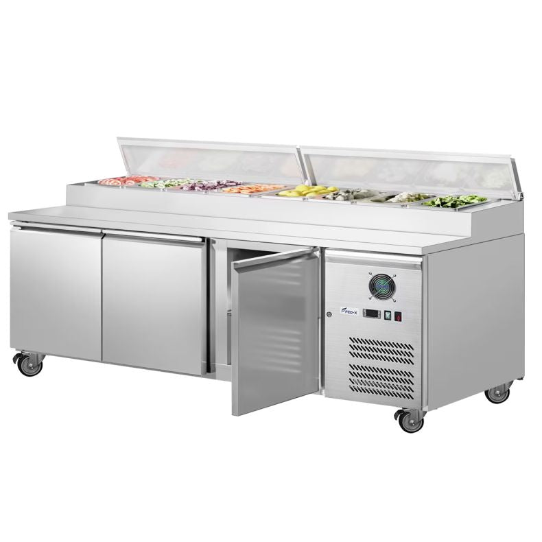 FED-X XSS7C18S3V Stainless Steel Three Door Sandwich Counter – 417L Fan-Forced Prep Fridge