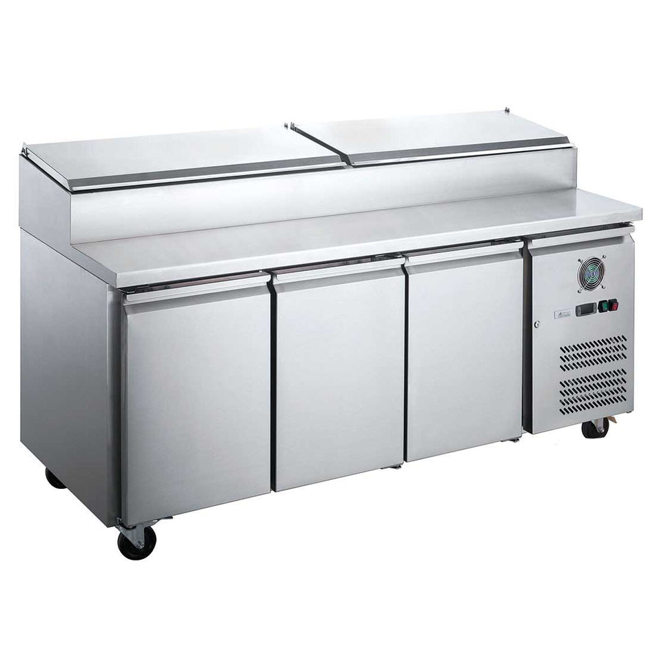 FED-X XSS8C20S3V Stainless Steel Three Door Sandwich Counter – 580L Fan-Forced Prep Fridge