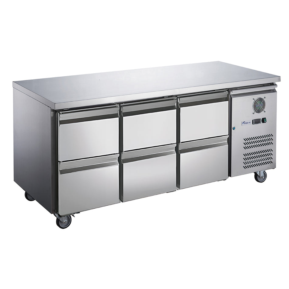 FED-X S/S Six Draw Bench Fridge - XUB7C18S3D