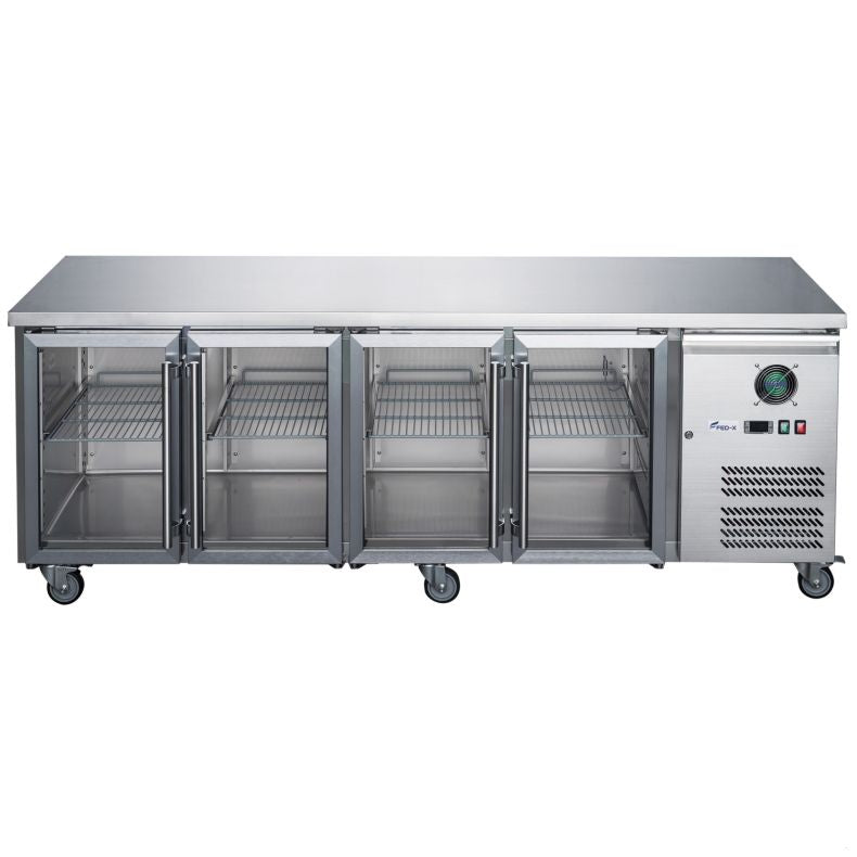 FED-X 554 L Four-Glass-Door Stainless Steel Bench Fridge – XUB7C22G4V