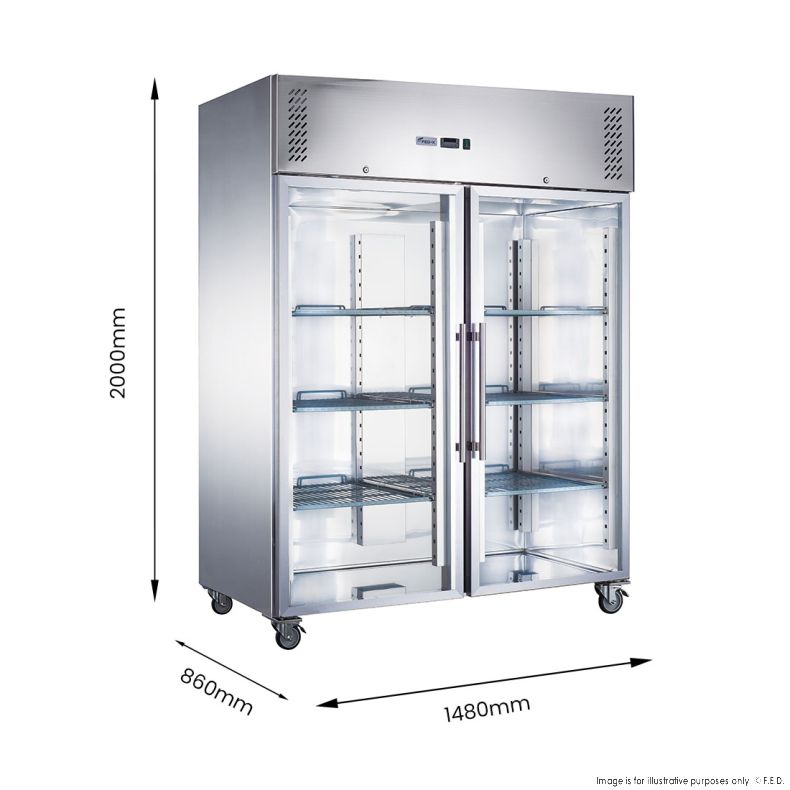 FED-X XURC1410G2V Commercial Two Glass Door Display Fridge – 1410L
