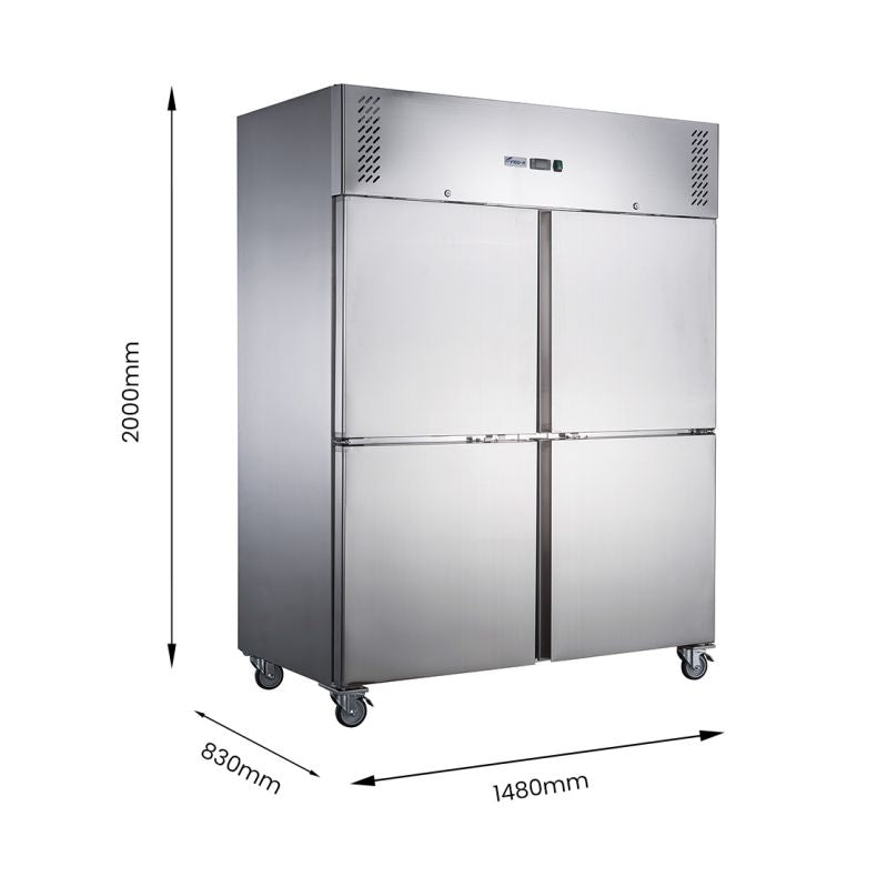 FED-X XURC1410S2V 1410L Four Split Door Stainless Steel Upright Fridge