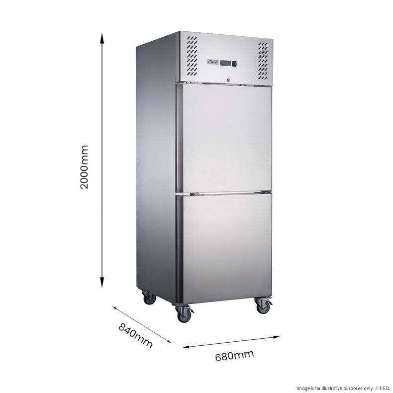 FED-X XURC600S1V Stainless Steel Two Half Door Upright Fridge – 618L