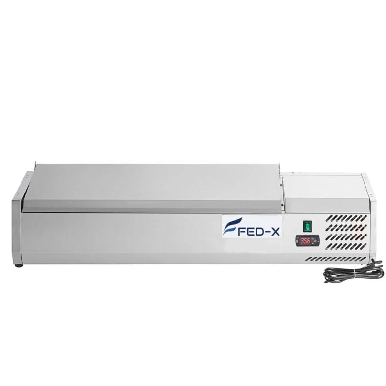 FED-X 1200mm Countertop Prep Fridge with Stainless Steel Lid – XVRX1200/380S