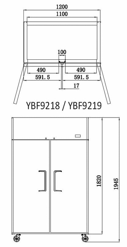 Atosa Double Door 900L Upright Freezer YBF9219