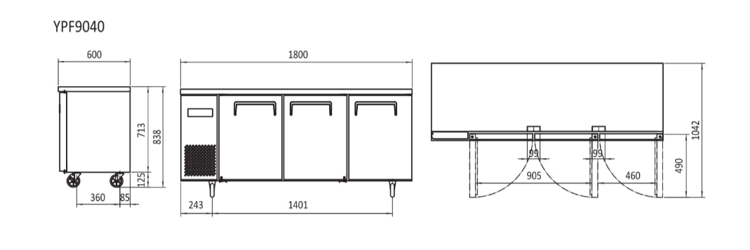 Atosa Undercounter Fridge 1800mm YPF9040