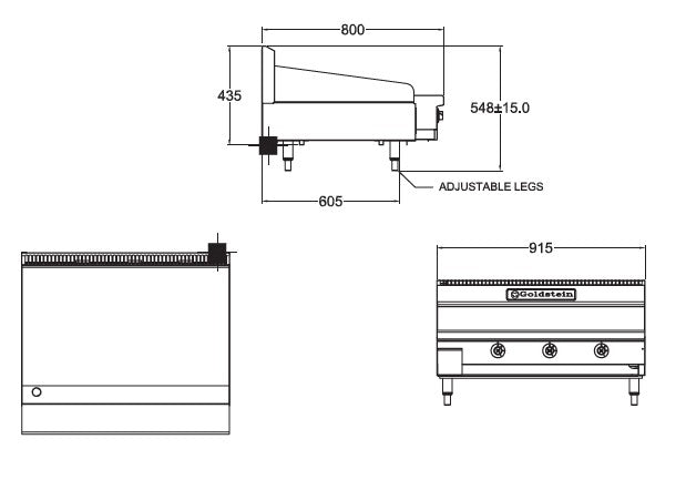 Goldstein 915mm Gas Griddle GPGDB36