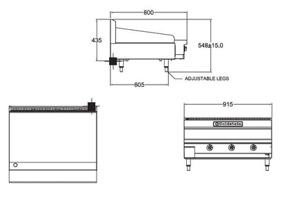 Goldstein 915mm Gas Griddle GPGDB36